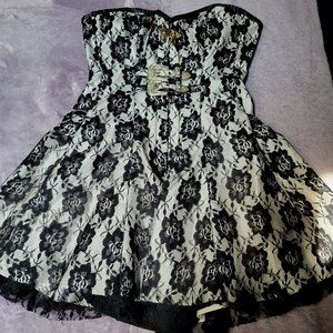 Black Floral Lace Corset Dress from Vintage Goth